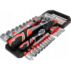 YATO ZESTAW KOMPLET NASADEK Z AKCESORIAMI GRZECHOTKI 1/4"; 1/2", 51 SZTUK