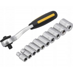 VOREL ZESTAW GRZECHOTKA 1/4'' Z NASADKAMI 5-14 MM, CRV 11 SZT V58600