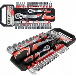 YATO ZESTAW KOMPLET NASADEK Z AKCESORIAMI GRZECHOTKI 1/4"; 1/2", 51 SZTUK