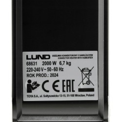 LUND ELEKTRYCZNY GRZEJNIK KONWEKTOROWY Z NAWILŻACZEM PIECYK FARELKA 2000W