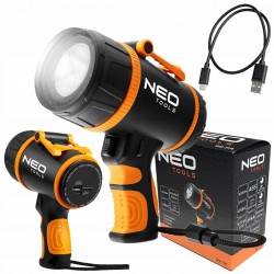 NEO LATARKA LED LAMPA SZPERACZ 1000LM 5W 350m +KABEL POWER BANK 4400mAH