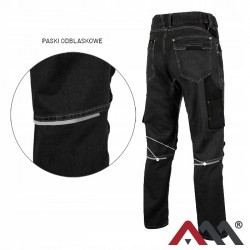 SPODNIE ROBOCZE JEANS STRETCH JEANSOWE SLIMOWANE ODBLASK BHP ELASTYCZNE L