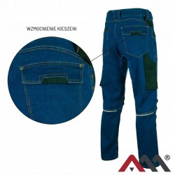 SPODNIE ROBOCZE JEANS STRETCH JEANSOWE SLIMOWANE ODBLASK BHP ELASTYCZNE L