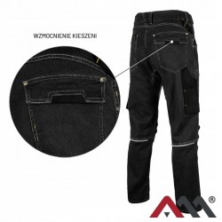 SPODNIE ROBOCZE JEANS STRETCH JEANSOWE SLIMOWANE ODBLASK BHP ELASTYCZNE L