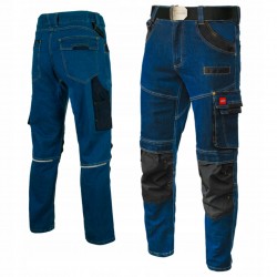 SPODNIE ROBOCZE JEANS STRETCH JEANSOWE SLIMOWANE ODBLASK BHP ELASTYCZNE L