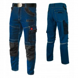 SPODNIE ROBOCZE JEANS STRETCH JEANSOWE SLIMOWANE ODBLASK BHP ELASTYCZNE L