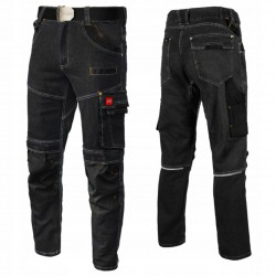 SPODNIE ROBOCZE JEANS STRETCH JEANSOWE SLIMOWANE ODBLASK BHP ELASTYCZNE L