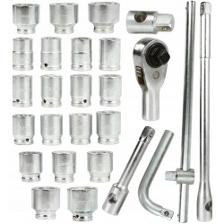 KOMPLET KLUCZY NASADOWYCH 26PCS 3/4"&1" 21-65mm 12-KĄTNYCH WALIZKA M58251