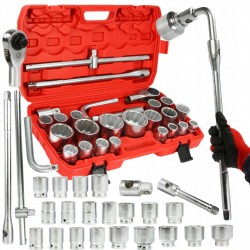 KOMPLET KLUCZY NASADOWYCH 26PCS 3/4"&1" 21-65mm 12-KĄTNYCH WALIZKA M58251