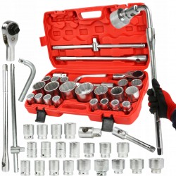 KOMPLET KLUCZY NASADOWYCH 26PCS 3/4"&1" 21-65mm 12-KĄTNYCH WALIZKA M58251
