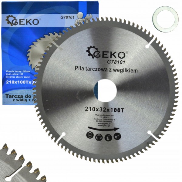 GEKO TARCZA DO ALUMINIUM Z WIDIĄ 210MMx100Tx32MM + ZESTAW REDUKCJI G78101