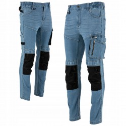 SPODNIE JEANSOWE SLIM FIT ROBOCZE STRETCH WZMOCNIONE LAHTI PRO L40547 r.3XL