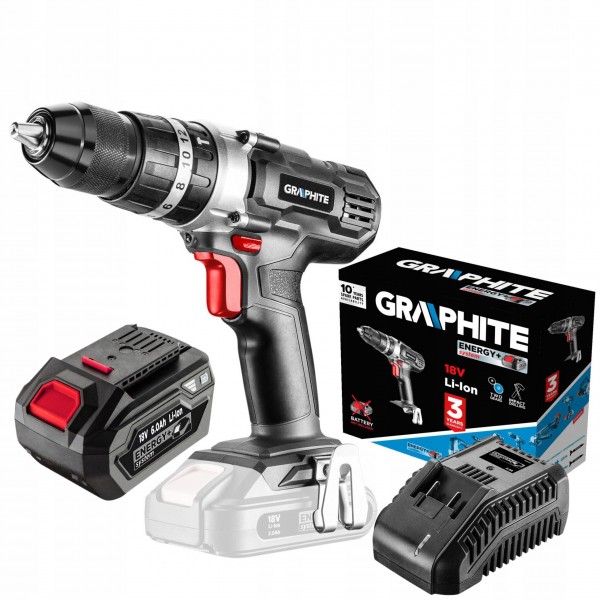GRAPHITE WIERTARKO WKRĘTARKA Z UDAREM AKUMULATOROWA ENERGY+ 18V 58G010 +6Ah GRAPHITE WIERTARKO WKRĘTARKA Z UDAREM AKUMULATOROWA ENERGY+ 18V 58G010 +6Ah