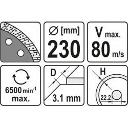YATO TARCZA DIAMENTOWA SEGMENTOWA DO BETONU TURBO 230 MM YT-6025