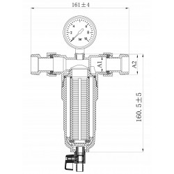 DIAMOND FILTR MECHANICZNY SAMOCZYSZCZĄCY MANOMETR 3/4" PŁUKANIE WSTECZNE