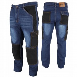 DEDRA SPODNIE JEANS DŻINSY ROBOCZE DENIM WZMOCNIONE DO PASA BH45SP ROZ. XXL