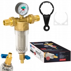 DIAMOND FILTR MECHANICZNY SAMOCZYSZCZĄCY MANOMETR 3/4" PŁUKANIE WSTECZNE