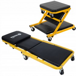 LEŻANKA WARSZTATOWA SKŁADANA SIEDZISKO TABORET STOŁEK WÓZEK 2w1 150kg 91x41