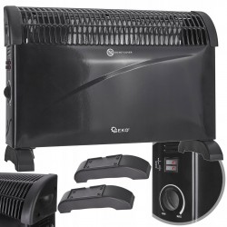 GEKO GRZEJNIK KONWEKTOROWY 2000W ELEKTRYCZNY 3 POZIOMY MOCNY CZARNY G80437