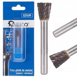 GEKO FREZ PILNIK DO METALU Z WĘGLIKA WOLFRAMU 12X12MM 6MM STOŻEK ODWRÓCONY