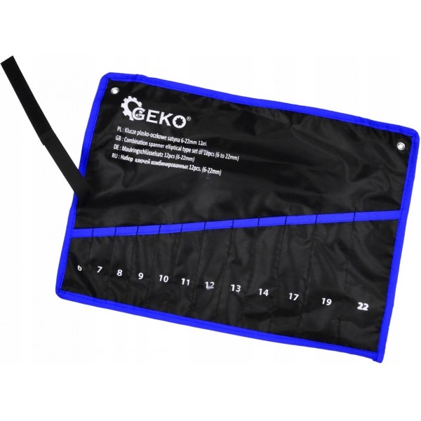 GEKO POKROWIEC PŁACHTA ETUI SKŁADANE NA KLUCZE PŁASKO OCZKOWE 12szt 6-22mm GEKO POKROWIEC PŁACHTA ETUI SKŁADANE NA KLUCZE PŁASKO OCZKOWE 12szt 6-22mm