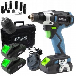 ZESTAW KLUCZ UDAROWY 750Nm 2x AKUMULATORY 3Ah 21V +NASADKI WALIZKA KD3407