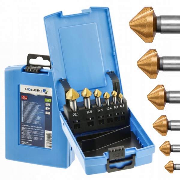 HOEGERT FAZOWNIK DO METALU TYTANOWY POGŁĘBIACZ STOŻKOWY 6szt. 6.3 - 20.5mm