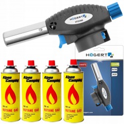 HOEGERT PALNIK GAZOWY LUTOWNICA PIEZO HT2C500 + 4x KARTUSZ GAZ