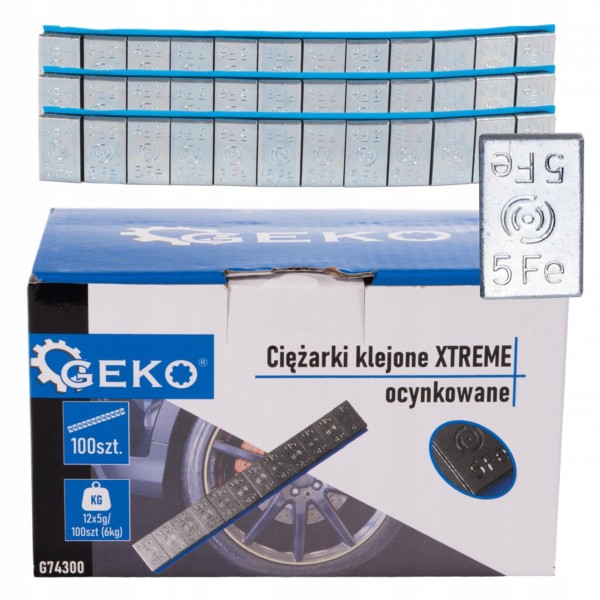 GEKO CIĘŻARKI KLEJONE 5G OCYNKOWANE DO FELG ALUMINIOWYCH KÓŁ ALU 1200 SZTUK GEKO CIĘŻARKI KLEJONE 5G OCYNKOWANE DO FELG ALUMINIOWYCH KÓŁ ALU 1200 SZTUK
