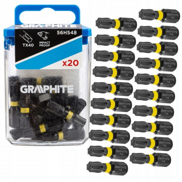 GRAPHITE ZESTAW BITÓW UDAROWYCH TX40 X 25 MM 20 SZTUK BLISTER 56H548 GRAPHITE ZESTAW BITÓW UDAROWYCH TX40 X 25 MM 20 SZTUK BLISTER 56H548