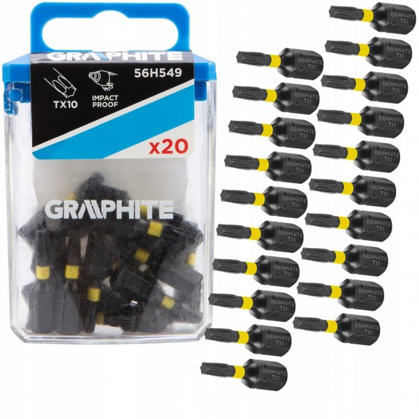 GRAPHITE ZESTAW BITÓW UDAROWYCH TX10 X 25 MM 20 SZTUK BLISTER 56H549 GRAPHITE ZESTAW BITÓW UDAROWYCH TX10 X 25 MM 20 SZTUK BLISTER 56H549