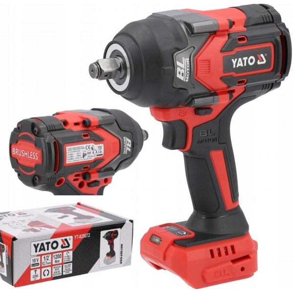 YATO KLUCZ UDAROWY AKUMULATOROWY BEZSZCZOTKOWY 18V 1200NM 1/2'' ZAKRĘTARKA YATO KLUCZ UDAROWY AKUMULATOROWY BEZSZCZOTKOWY 18V 1200NM 1/2'' ZAKRĘTARKA