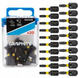 GRAPHITE ZESTAW BITÓW UDAROWYCH TX10 X 25 MM 20 SZTUK BLISTER 56H549