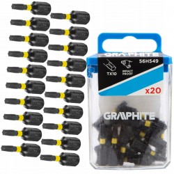 GRAPHITE ZESTAW BITÓW UDAROWYCH TX10 X 25 MM 20 SZTUK BLISTER 56H549