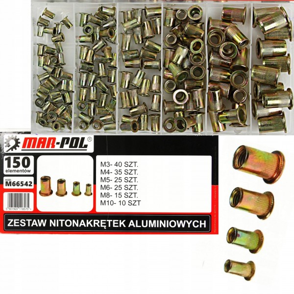MAR-POL ZESTAW NITONAKRĘTEK STALOWYCH 150 ELEMENTÓW + ORGANIZER M66542