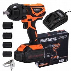 KRAFT&DELE KLUCZ UDAROWY BEZSZCZOTKOWY 1/2" + 4Ah AKUMULATOR 21V KD5465