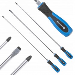 HOEGERT ZESTAW WKRĘTAKÓW DŁUGICH 3SZTUKI 45CM SL8 PH2 PH3 x 450mm HT1S084