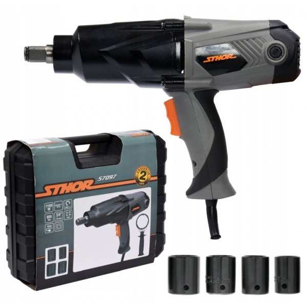 STHOR KLUCZ UDAROWY ELEKTRYCZNY 3/4 800Nm 1100W +NASADKI WALIZKA 57097 STHOR KLUCZ UDAROWY ELEKTRYCZNY 3/4 800Nm 1100W +NASADKI WALIZKA 57097