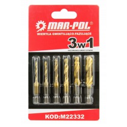 ZESTAW WIERTŁA GWINTUJĄCE 6 ELEMENTÓW M3-M10 1/4" HSS 6 kąt WALIZKA M22332