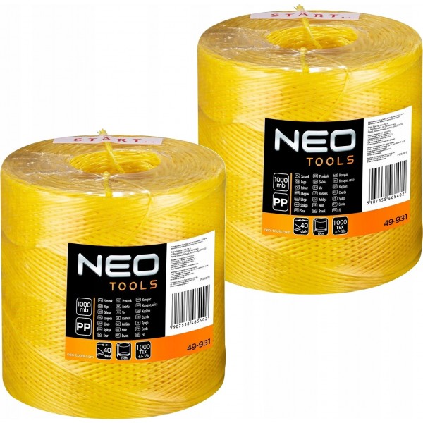 2X NEO SZNUREK DO MOCOWANIA WEŁNY MINERALNEJ 1000m BUDOWALNY PLECIONY MOCNY 2X NEO SZNUREK DO MOCOWANIA WEŁNY MINERALNEJ 1000m BUDOWALNY PLECIONY MOCNY