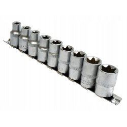 KOMPLET NASADEK TORX NA GRZECHOTKE 1/2" E10-24 9SZTUK NA TAŚMIE S10630