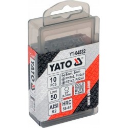YATO ZESTAW GROTÓW BITÓW DO WKRĘTARKI 50 MM, MIX, 10 SZTUK YT-04832