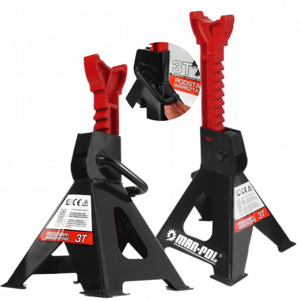 MAR-POL ZESTAW PODSTAWKI WARSZTATOWE MECHANICZNA BLOKADA 3T 27-41cm M80102 MAR-POL ZESTAW PODSTAWKI WARSZTATOWE MECHANICZNA BLOKADA 3T 27-41cm M80102