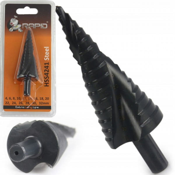MAR-POL WIERTŁO STOPNIOWE SPIRALNE 4-32MM RAPID HSS BLISTER M22338 MAR-POL WIERTŁO STOPNIOWE SPIRALNE 4-32MM RAPID HSS BLISTER M22338