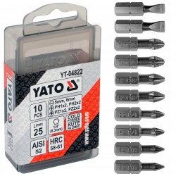 YATO ZESTAW PRECYZYJNYCH MOCNYCH GROTÓW DO WKRĘTARKI 25MM 10 SZTUK YT-04822