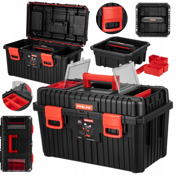 PROLINE SKRZYNKA NARZĘDZIOWA Z 2 KLAMRAMI ABS 585x360x337mm TACKA 35715 PROLINE SKRZYNKA NARZĘDZIOWA Z 2 KLAMRAMI ABS 585x360x337mm TACKA 35715