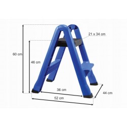 GEKO DRABINKA TABORET DWUSTOPNIOWY SKŁADANY DO 150KG 60CM G02430