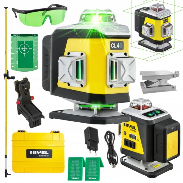 NIVEL SYSTEM LASER KRZYŻOWY 4D ZIELONY CL4G WALIZKA AKCESORIA TYCZKA LP-36 NIVEL SYSTEM LASER KRZYŻOWY 4D ZIELONY CL4G WALIZKA AKCESORIA TYCZKA LP-36