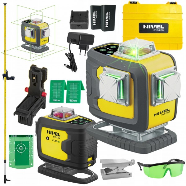 NIVEL SYSTEM LASER KRZYŻOWY 4D ZIELONY CL4D-G WALIZKA AKCESORIA TYCZKA LP36 NIVEL SYSTEM LASER KRZYŻOWY 4D ZIELONY CL4D-G WALIZKA AKCESORIA TYCZKA LP36