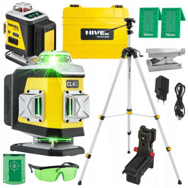 NIVEL SYSTEM LASER KRZYŻOWY 4D ZIELONY CL4G WALIZKA +AKCESOR STATYW SJJM1EX NIVEL SYSTEM LASER KRZYŻOWY 4D ZIELONY CL4G WALIZKA +AKCESOR STATYW SJJM1EX